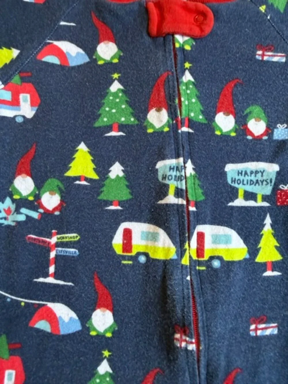 WonderShop 6-9M Holiday Gnome Camper Footed Sleeper Pajamas
